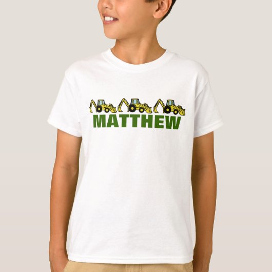Backhoes voor Matthew T-shirt (Voorkant)