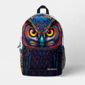 Backpack “Electric Dream Owl” – Night Vision Act. Bedrukte Rugzak (Voorkant)