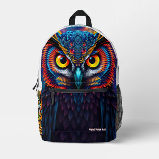 Backpack “Electric Dream Owl” – Night Vision Act. Bedrukte Rugzak