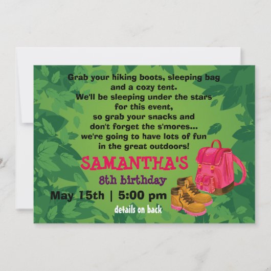 BackPack Invitation de la fête d'anniversaire (Devant)
