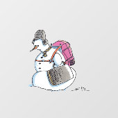 Backpack Snowman auto ondoorzichtig venster bellen Raamsticker (Vel)