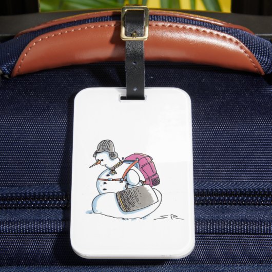 Backpack Snowman luggage tag Bagagelabel (Voorkant Insitu 2)