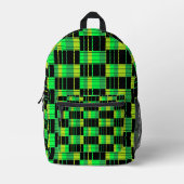 Backpack With Green and Black Plaid Pattern Bedrukte Rugzak (Voorkant)