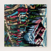 Backpacken Mensen Wandelpad door bergen Legpuzzel (Horizontaal)