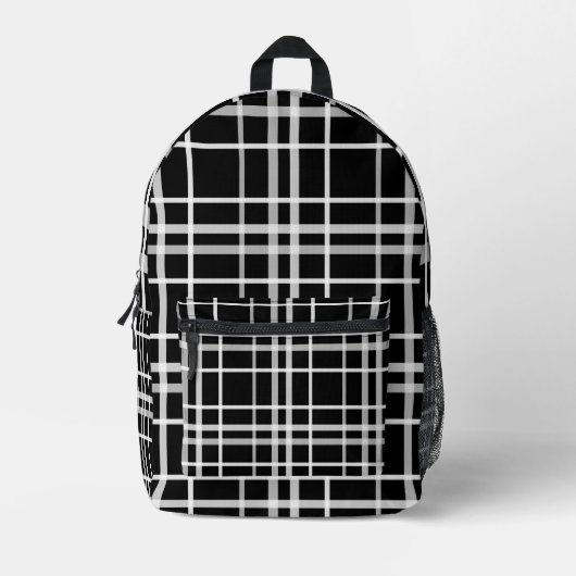 Backpacks white black checkered lines bedrukte rugzak (Voorkant)