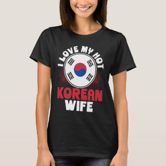 Backprint Ik hou van mijn Hot Koreaans vrouw T-shirt
