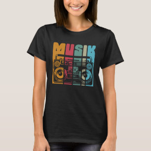 Backprint muziek oude radio en mobiel stereosystee t-shirt