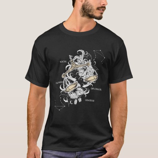 Backprint Zodiac Sign Libra T-shirt (Voorkant)