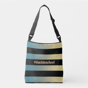 "#backtoschool"blauw goud & zwart gestreepte leraa crossbody tas
