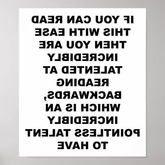 Backwards Poster Skill Funny (Voorkant)