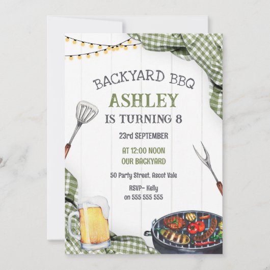 Backyard BBQ Birthday Party Invitation (Devant)