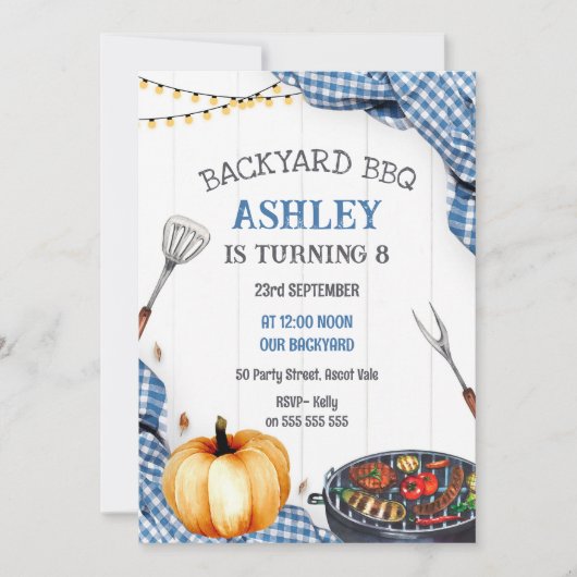 Backyard BBQ Birthday Party Invitation (Devant)
