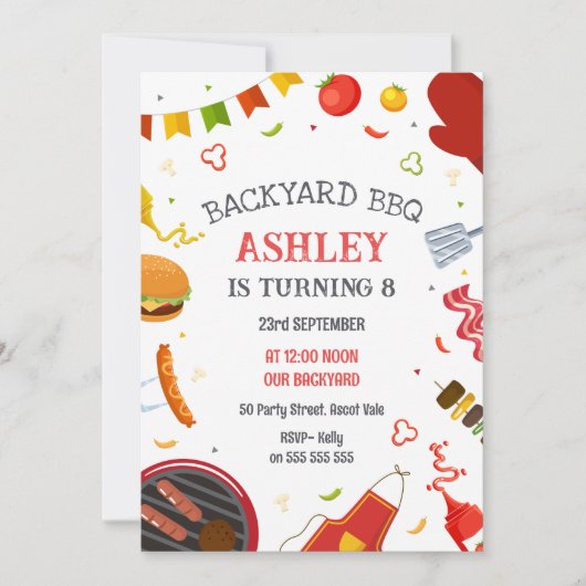 Backyard BBQ Birthday Party Invitation (Devant)