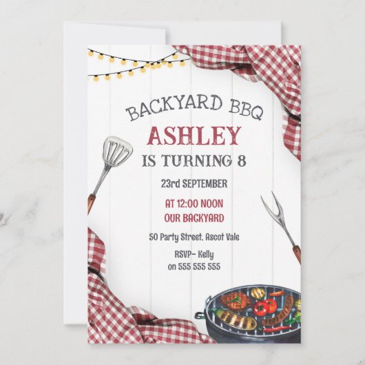Backyard BBQ Birthday Party Invitation (Devant)