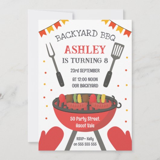 Backyard BBQ Birthday Party Invitation (Devant)