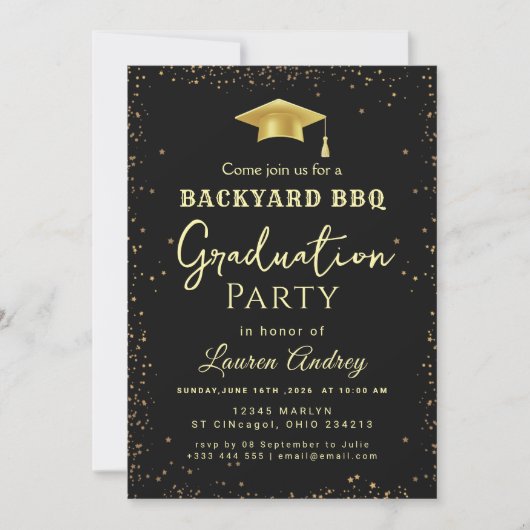 Backyard BBQ Graduation Party Invitation (Devant)