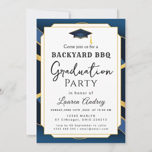 Backyard BBQ Graduation Party Invitation (Devant)