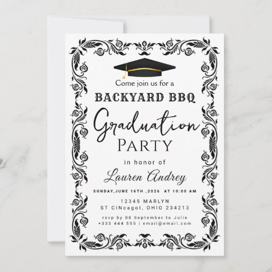 Backyard BBQ Graduation Party Invitation Kaart (Voorkant)