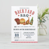 Backyard BBQ Male Birthday Red Gingham Craft Invit Kaart (Staand voorkant)