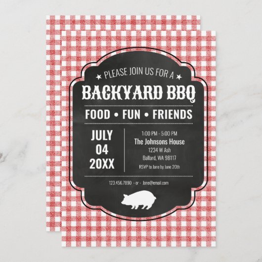Backyard BBQ Party Invitation (Devant / Derrière)