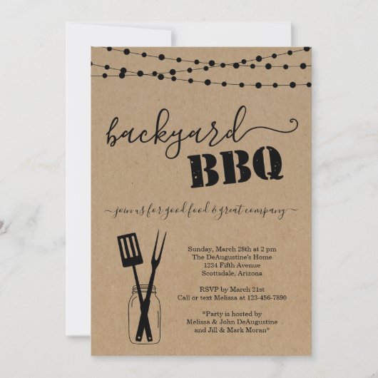 Backyard BBQ Party Invitation - Rustic Kraft (Devant)