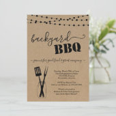 Backyard BBQ Party Invitation - Rustic Kraft (Debout devant)