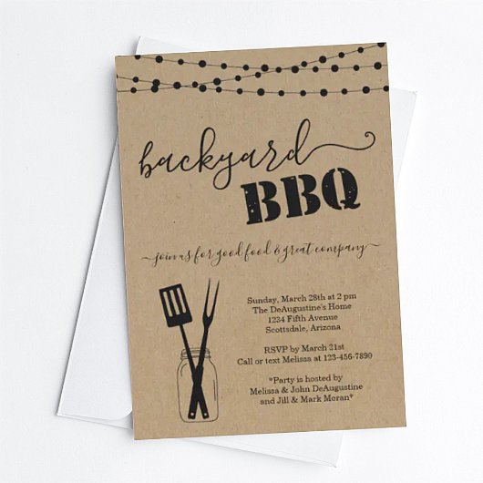Backyard BBQ Party Invitation - Rustic Kraft