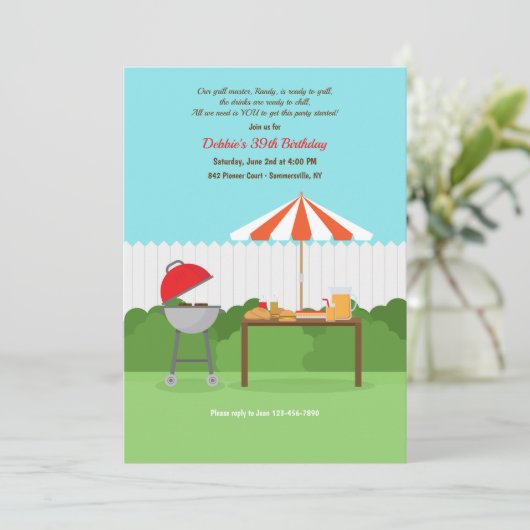 Backyard BBQ Uitnodiging (Staand voorkant)