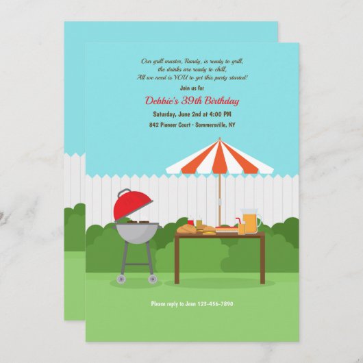 Backyard BBQ Uitnodiging (Voorkant / Achterkant)