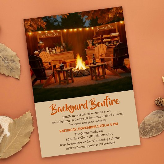 Backyard Bonfire Fall Invitation