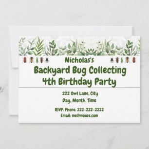 Backyard Bug Collecting Custom Birthday Party Kaart