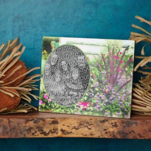 Backyard Flower Garden Painting Uw foto toevoegen Fotoplaat