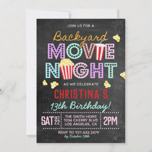 Backyard Movie Birthday Birthday Uitnodiging