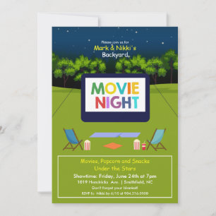 Backyard Movie Night Invitation Kaart