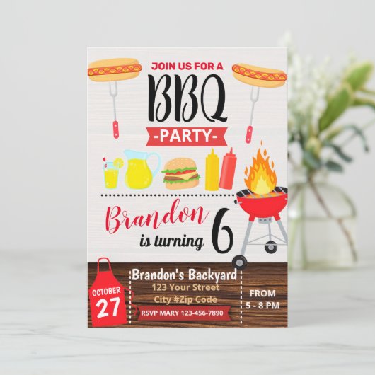 BACKYARD PARTY BBQ BIRTHDAY INVITATION (Debout devant)