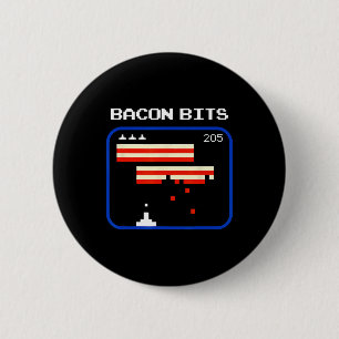 Bacon 8-bits videogame speler Retro Nerd Geek Ronde Button 5,7 Cm