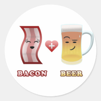 Bacon + Bier In Liefde Ronde Sticker