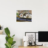 Bacon Cheeseburger Pizza Overdosering Kat Poster (Thuiskantoor)