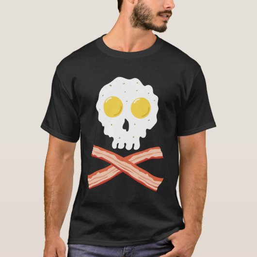 Bacon Crossbones & Sunnyside Up Eggs Skull Breakf T-shirt (Voorkant)