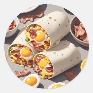 Bacon Egg Cheese Breakfast Wrap Ronde Sticker