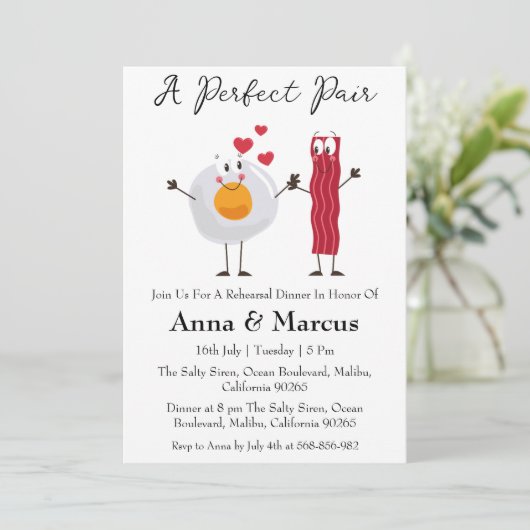 Bacon & Egg een perfect bruidsdiner Kaart (Staand voorkant)