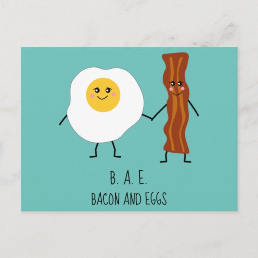Bacon & Eggs BAE Cute Kawaii Valentijns Briefkaart (Voorkant)