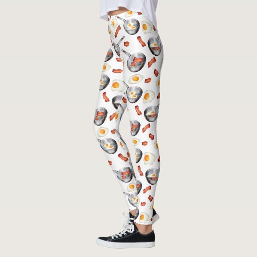 Bacon & Eggs Ontbijt Voedsel Patroon Leggings (Links)