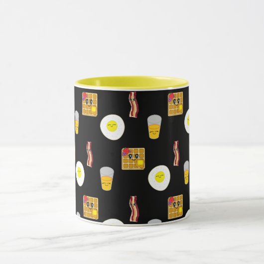 Bacon, eieren, wafels en Oranje sap Mok (Midden)