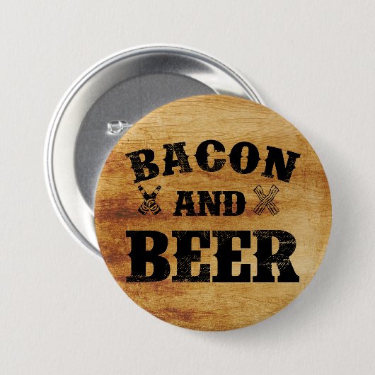 Bacon- en bierhout ronde button 7,6 cm (Voorkant /achterkant)