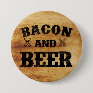 Bacon- en bierhout ronde button 7,6 cm