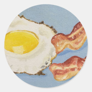 Bacon en ei Ontbijt schilderij Ronde Sticker