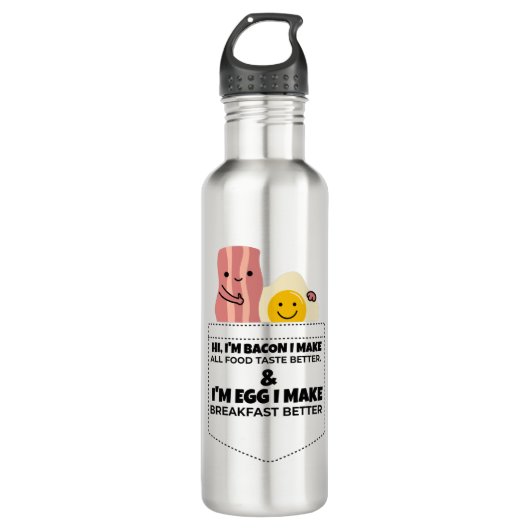 Bacon en ei praten waterfles  (Voorkant)