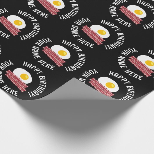 Bacon en eieren favoriet Verjaardag inpakpapier (Hoek)