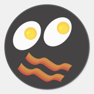 Bacon en eieren gezicht ronde sticker